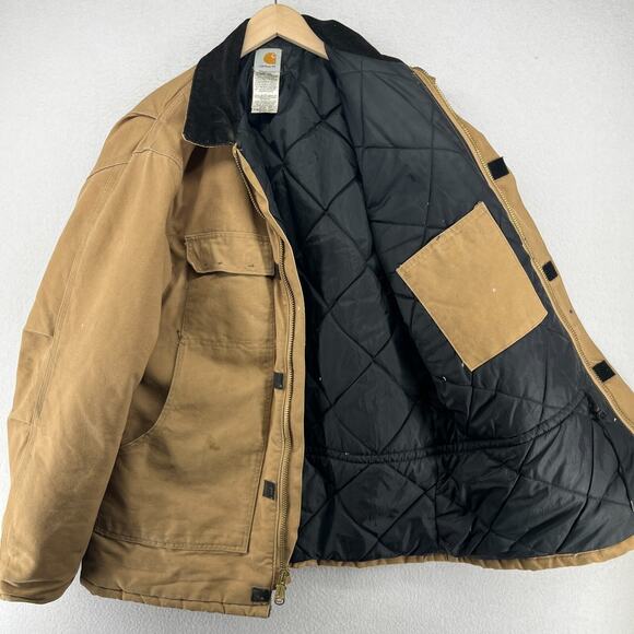 CARHARTT Jacket Mens L Tall Artic Quilt Lined Duck Canvas Chore Work Brown